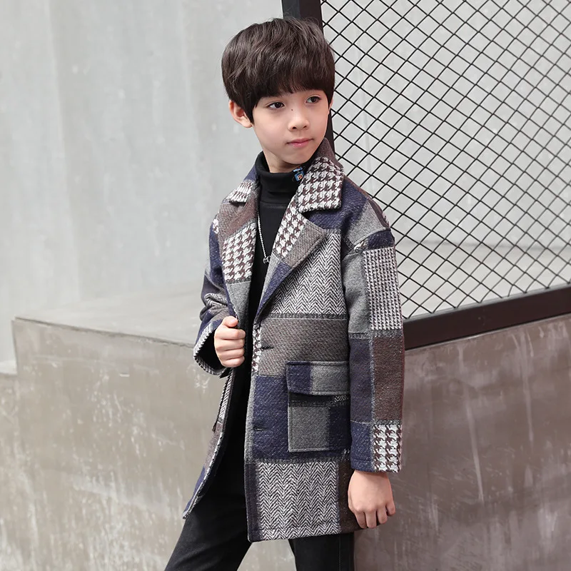 

BOY'S Woolen Jacket 2018 New Style Big Boy Autumn And Winter Woolen Overcoat Children Mid-length Childrenswear Korean-style Fash