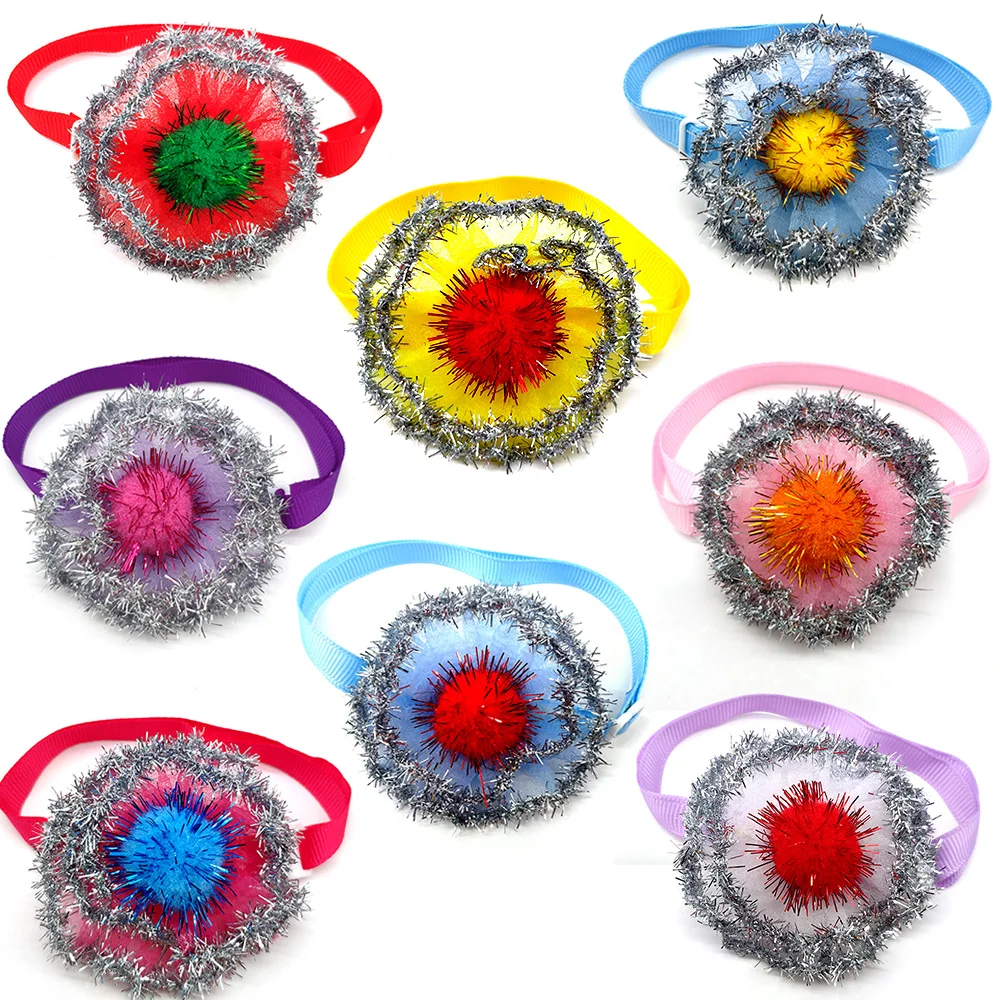 

30 Pcs Pet Grooming Accessories Christmas Holiday Puppy Dog Cat Bow Tie With Cute Shining Ball Pet Dog Bow Tie Pet Supplier