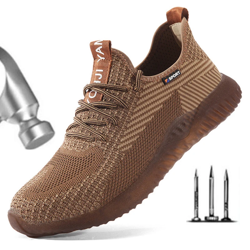 Zapatos de seguridad con punta de acero para hombre, calzado deportivo a la moda, antigolpes, transpirable, cómodo, de seguridad, H582