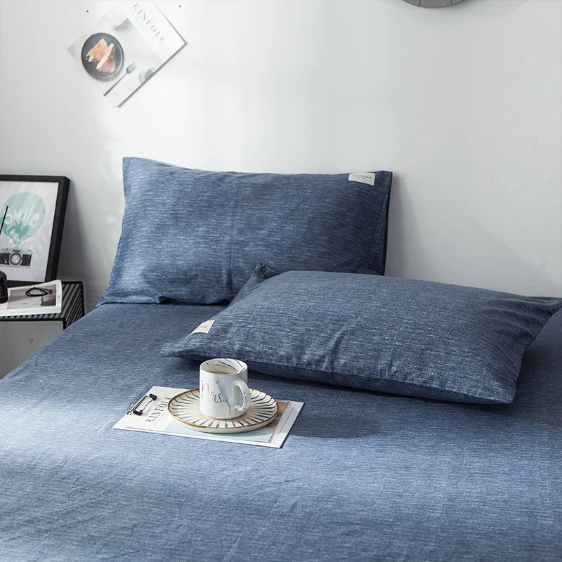 2 high quaility brocade blue cotton pillowcases home bed activated dyed solid color luxury pillowcover free shipping 48*74cm - Цвет: Brocade blue