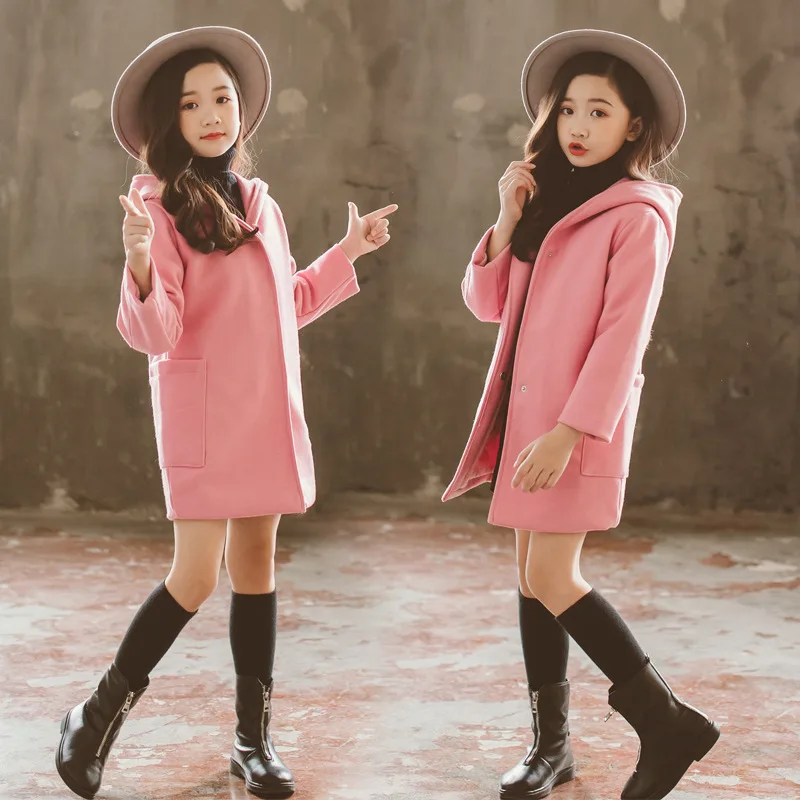 

Girls' Woolen Coat 2020 Children's Korean-Style Long Thick Hooded Coat Warm Winter Clothes Girls' Children's Clothing