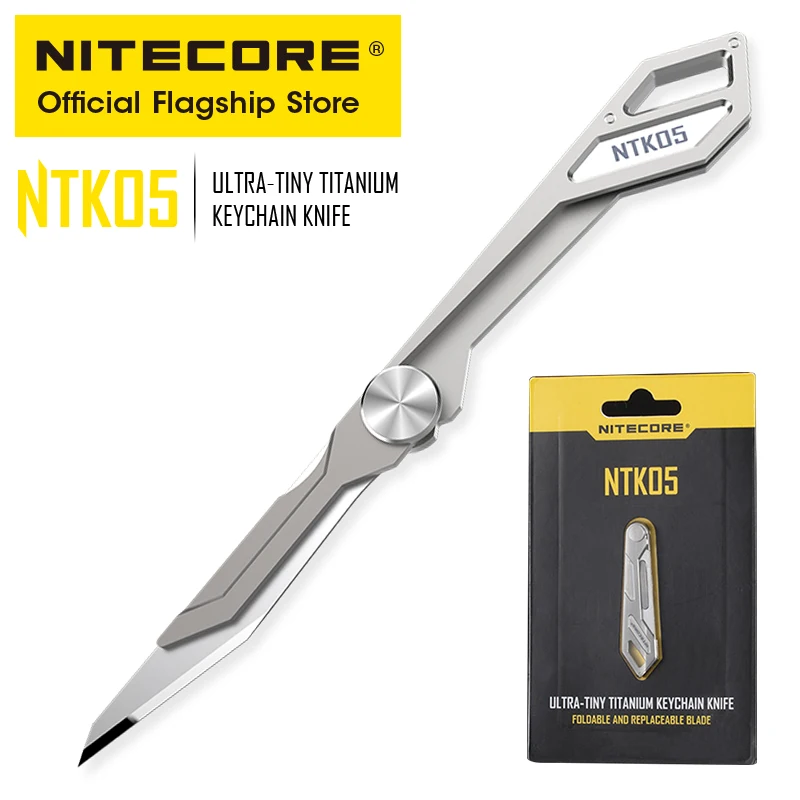 Nitecore NTK05 TC4 Tiny Titanium Mini Keychain Knife Lightweight CNC Portable EDC Folding Knife for Backpack Pendant Outdoor mini folding knife