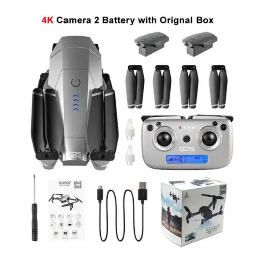 Мини SG907 5G складной Радиоуправляемый Дрон WiFi 4K 1080P HD Двойная камера gps RC Квадрокоптер съемка жестов 1600mAh Дрон уличные детские игрушки - Цвет: 2Bat 4K Color Box