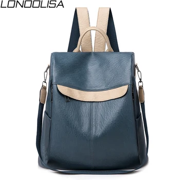 

Simple Women Multifunction Backpack Soft Leather Anti-theft Bagpack Large Capacity College Style School Bags For Teenager Girls