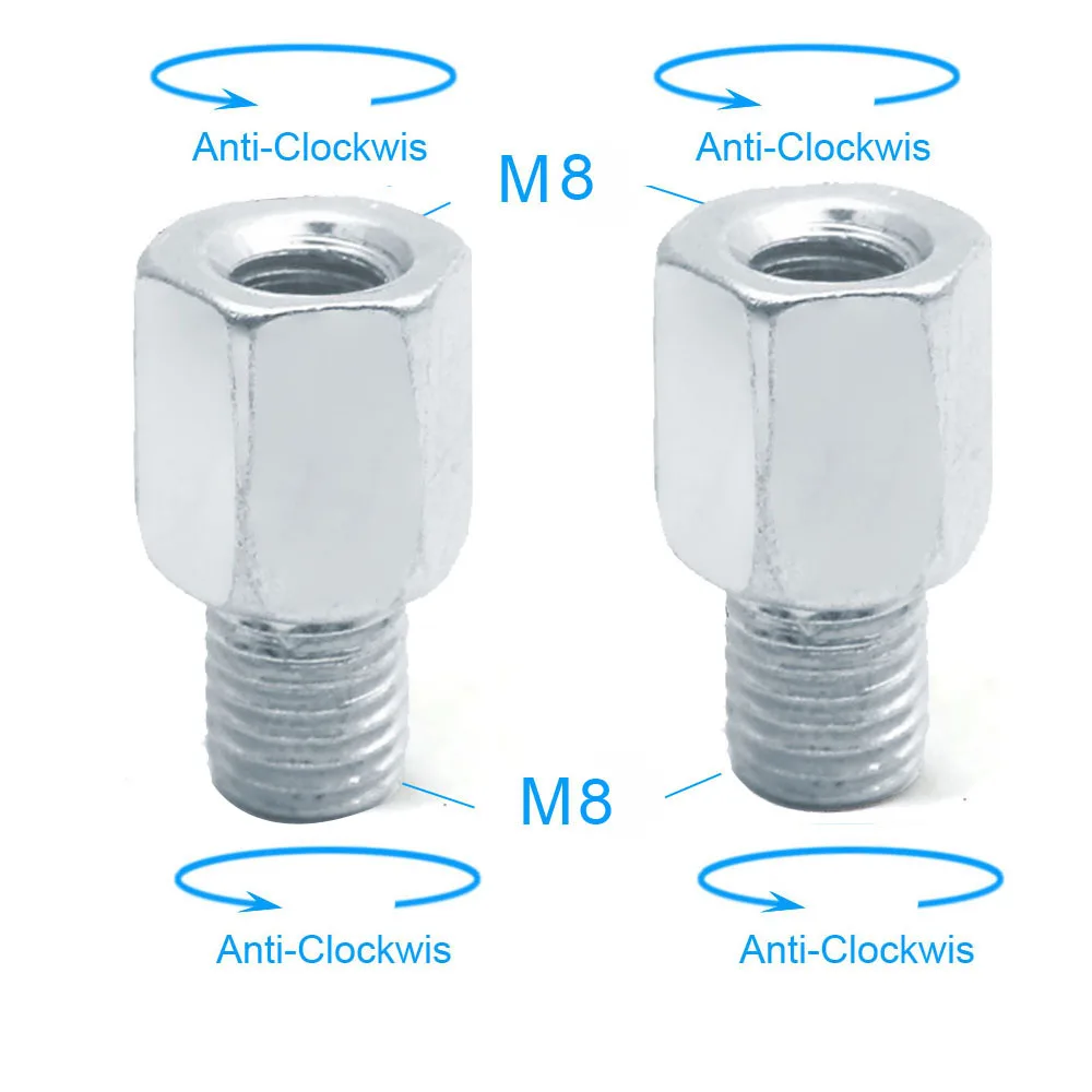 Пара адаптеров для заднего зеркала скутера мотоцикла M10 10 мм M8 8 мм 6 мм по часовой стрелке против часовой стрелки правая левая рука резьба изменение винт - Цвет: 2x M8-M8 (L-L)