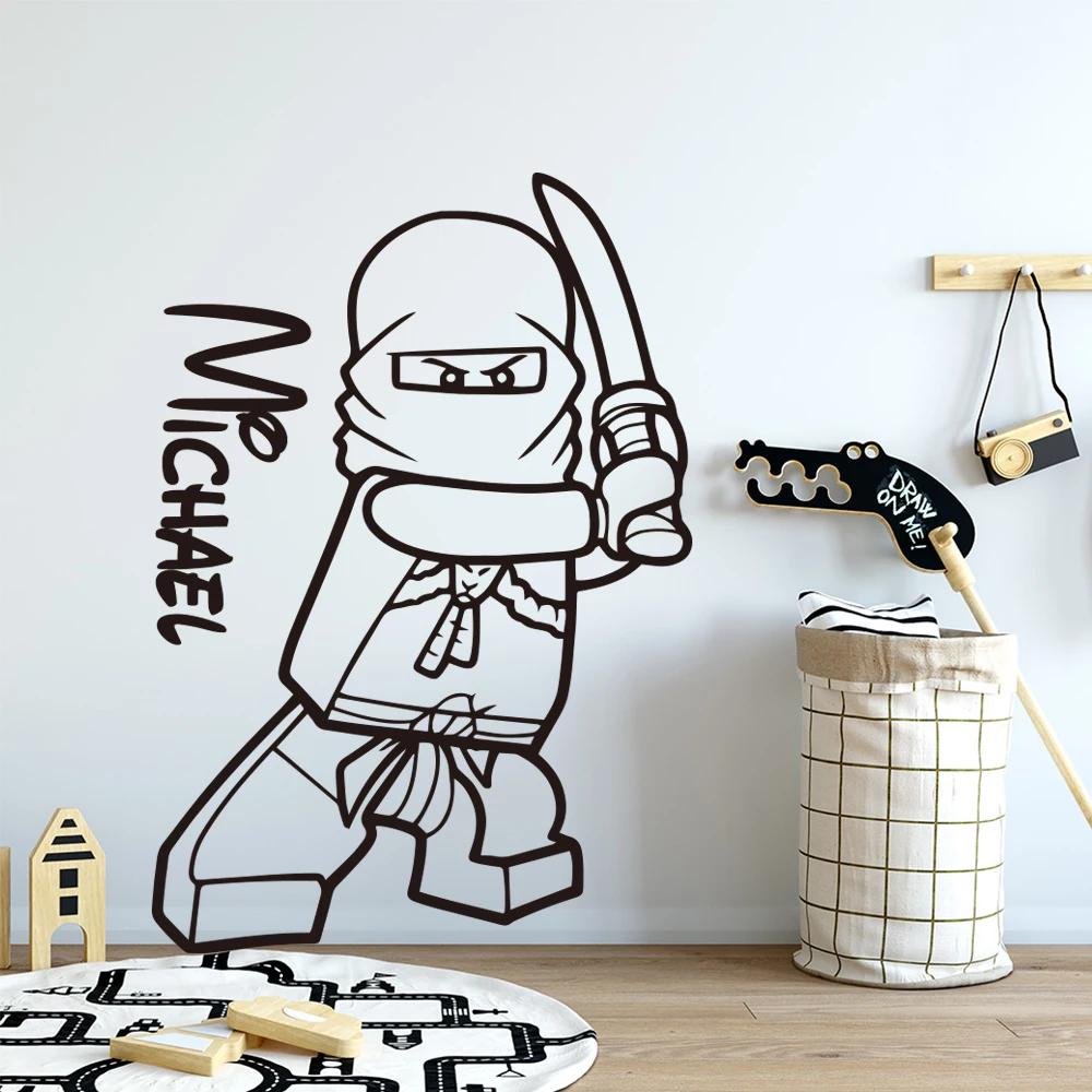 Лего обои Ninjago пользовательское имя наклейка для детской комнаты наклейки на стены лего наклейка s для детской комнаты наклейка плакат muur наклейка s