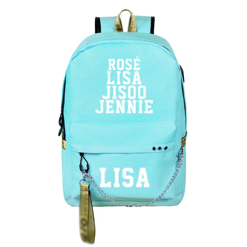 BlackPink Rose Lisa JENNIE USB Рюкзак Школьные сумки черный розовый Mochila дорожные сумки для ноутбука наушники USB порт - Цвет: SBA12770205