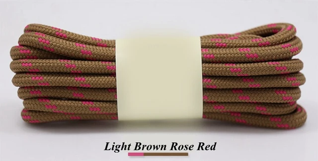 1Pair Round Shoelaces Outdoor Hiking Sports Shoe Laces Kids Sneakers Shoelaces Length 100/120/140/160CM Lacets Baskets 19 Colors Light brown rose red