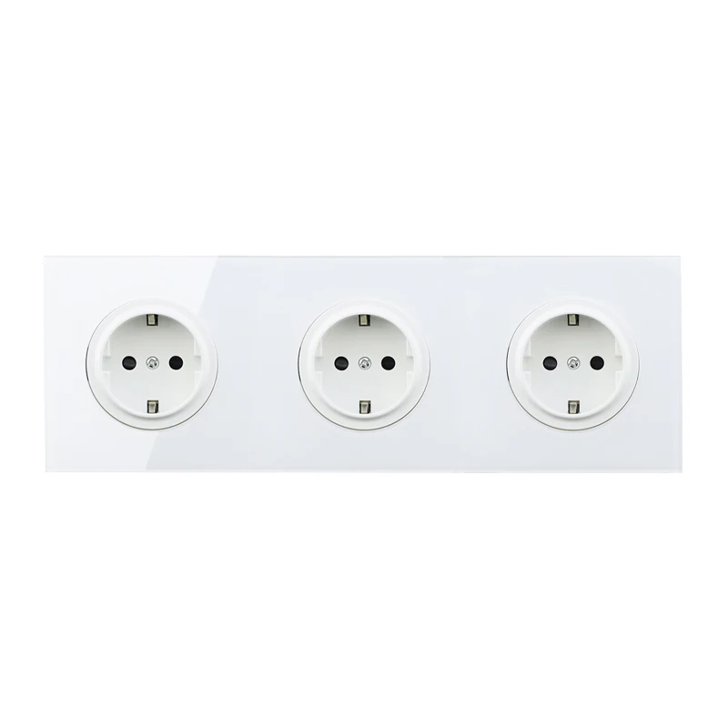 Triple Socket Atlectric весь стеклянный разъем EU/DE/RU 16A розетка настенная розетка Хрустальная стеклянная панель 110-250 В настенная розетка - Тип: Triple Socket