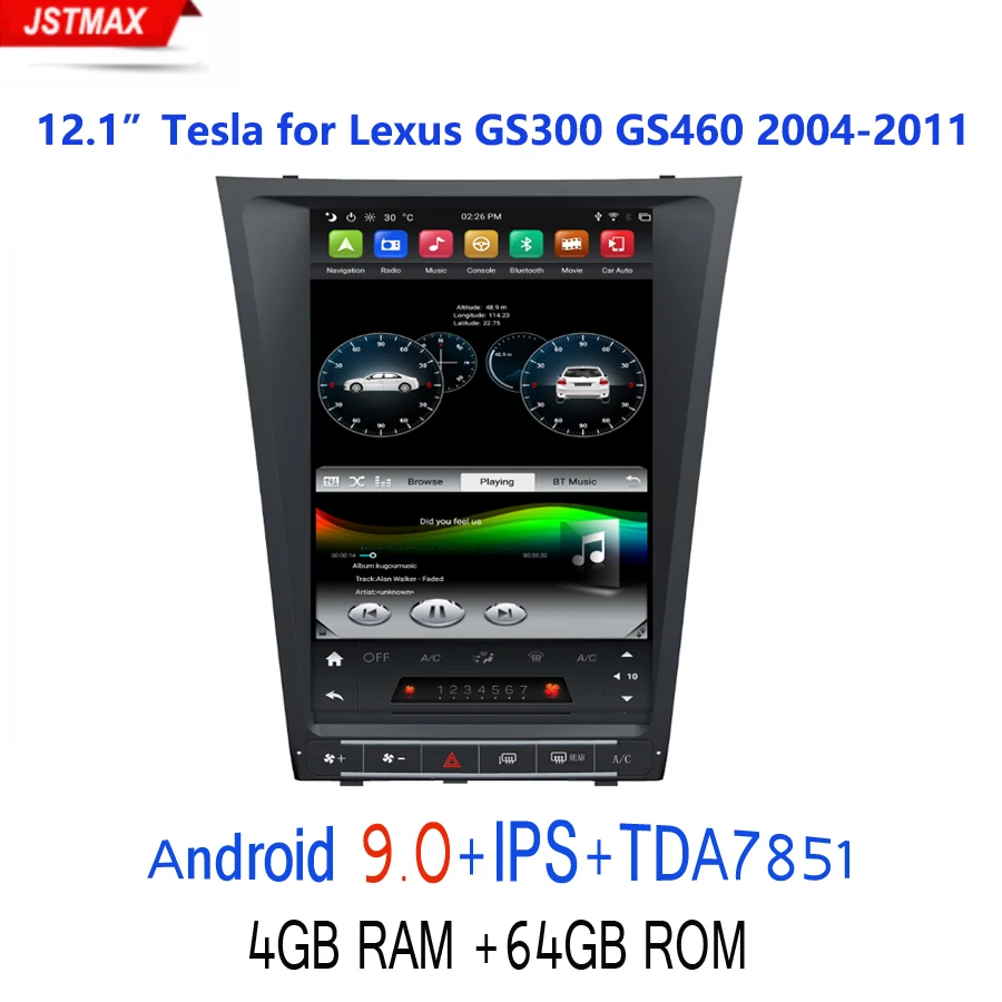 IPS PX6 Tesla style 12 1 &quotAndroid 9 0 Автомобильный GPS Мультимедиа для GS300/GS460 GS450/GS350 2004 2011