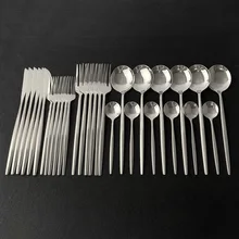  30Pcs Shiny Gold Cutlery Set Stainless Steel Dinnerware Set Knife Dessert Fork Spoon Dinner Silverware Set Kitchen Tableware Set 