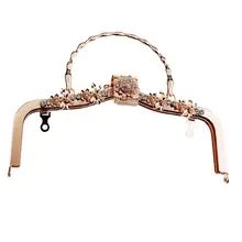 

20.5cm Elegant Diamante Flower Clasp Purse Bag Arch Metal Frame Bag Making Supplies