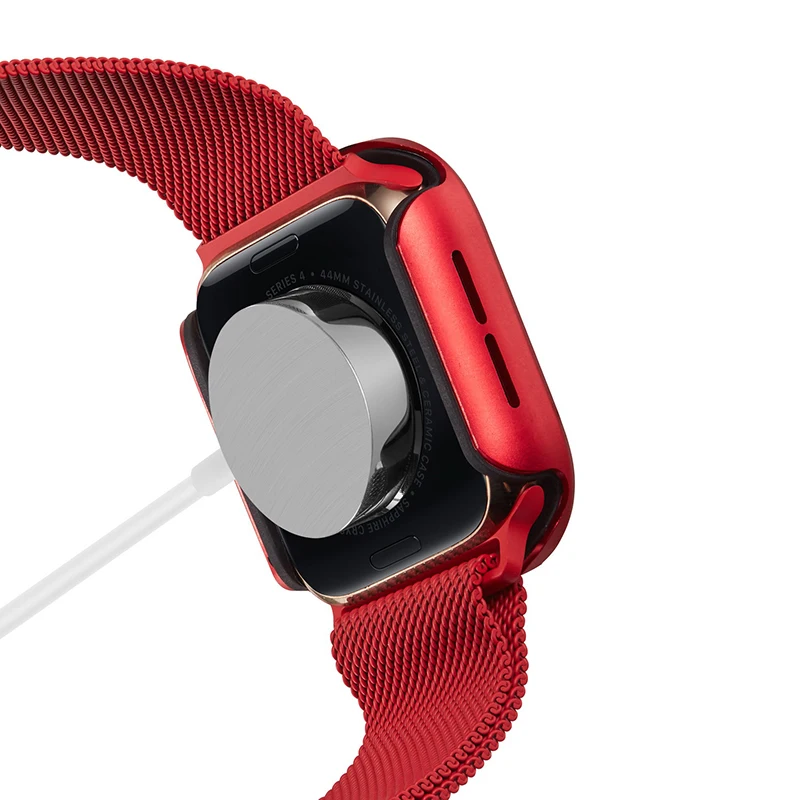 Подходит для Apple Watch чехол лаконичный сплошной цвет цинковый сплав защитный чехол 40 мм 44 мм