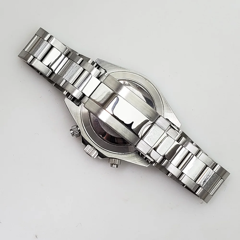 Хронограф Кварцевые часы 39 мм сапфировое стекло серебряный корпус 316L браслет из нержавеющей стали Кварцевые часы A9
