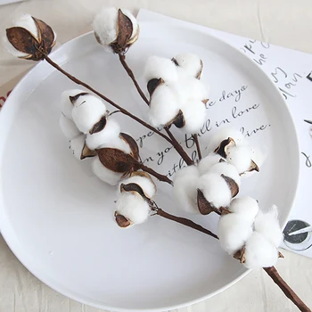 1Pc Dried Fake Cotton Flower Artificial Plant Floral Branch Stage Home Decor Home Hotel Party Decoration Fake Plants