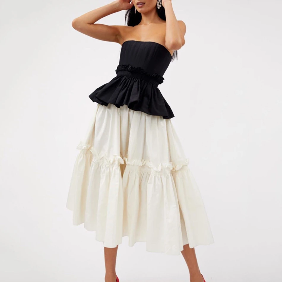 2020 New Women's Fashion Sexy Strapless Patchwork