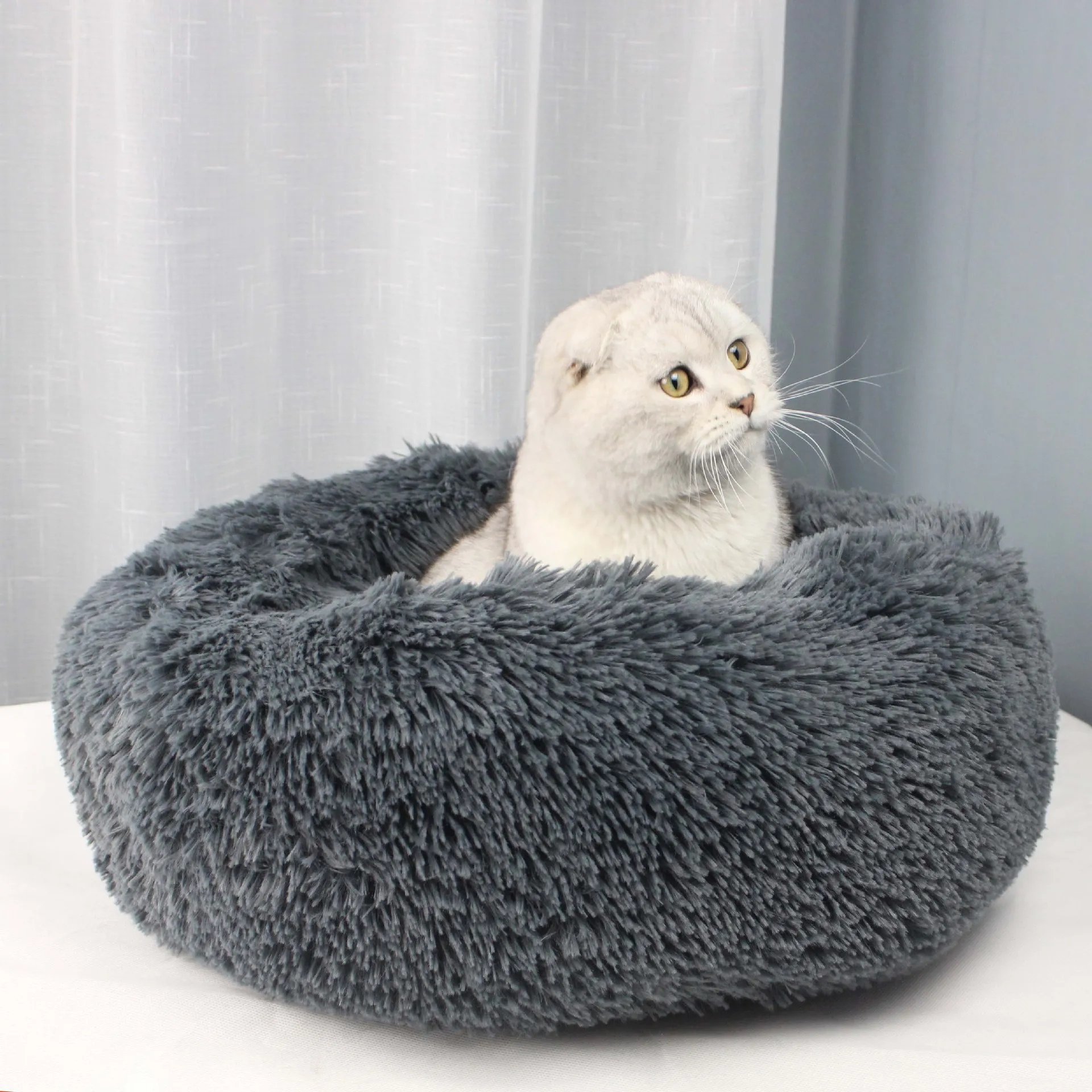 Warm Dog Sleeping Bag Round Bed Washable Long Plush Kennel Cat House Soft Mats Sofa For Chihuahua Basket Pet | Дом и сад