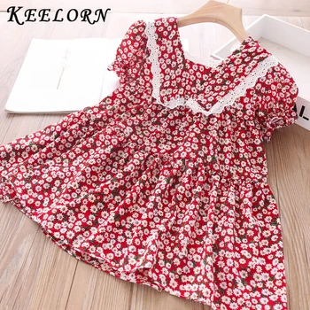 

Keelorn Girls Dresses 2020 Summer Brand New Knee-Length Flower Print Pattern Cute Dress A-Line Kids Dresses For Girls