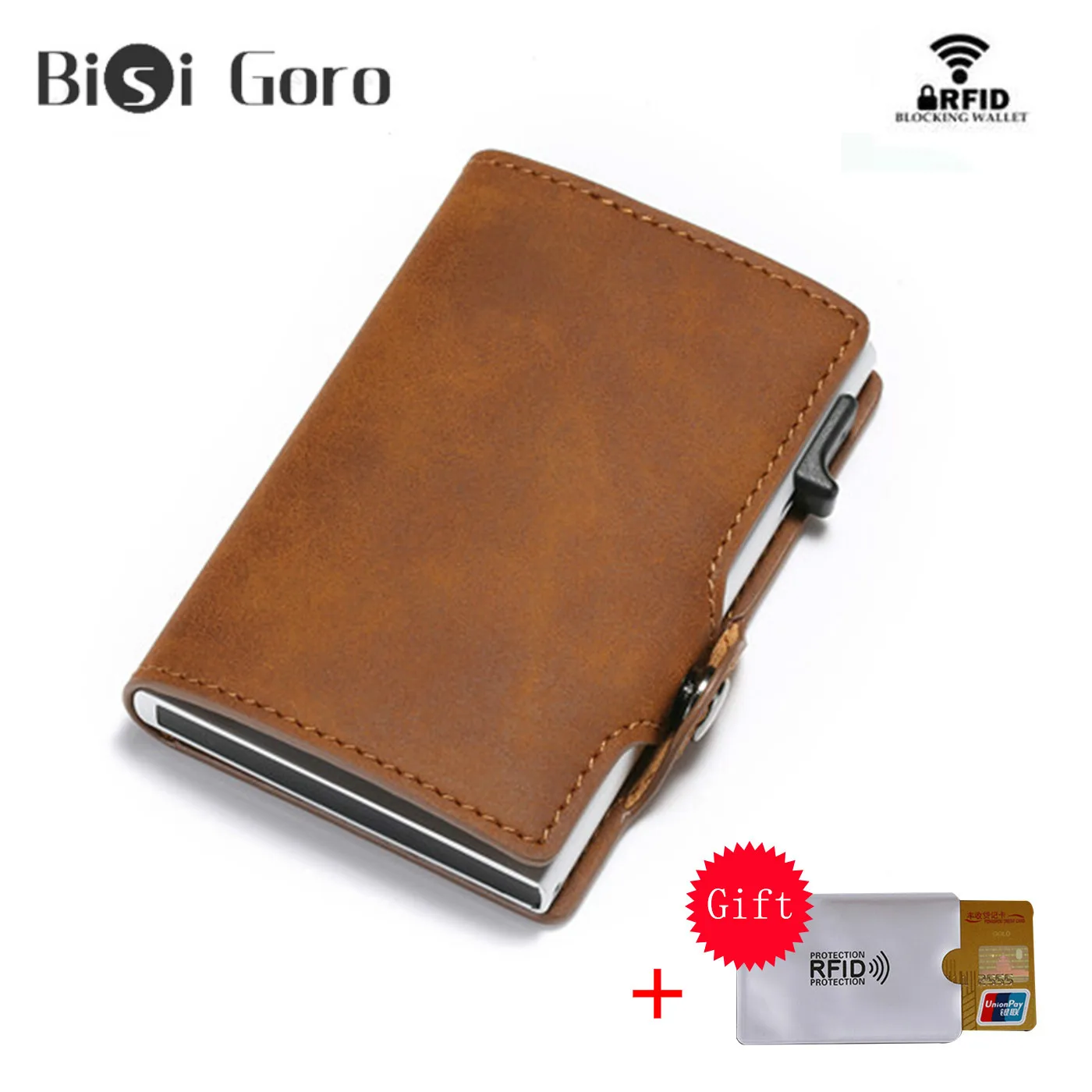 BISI GORO Rfid винтажный бумажник слайдер тонкий RFID-чемодан Алюминиевый металлический