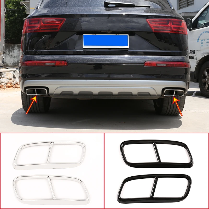 

Stainless Tail Throat Pipe Modified Cover Trim For Audi Q7 2016-2019 Car Muffler Exhaust Tail Pipes Decoration Frame Accessories