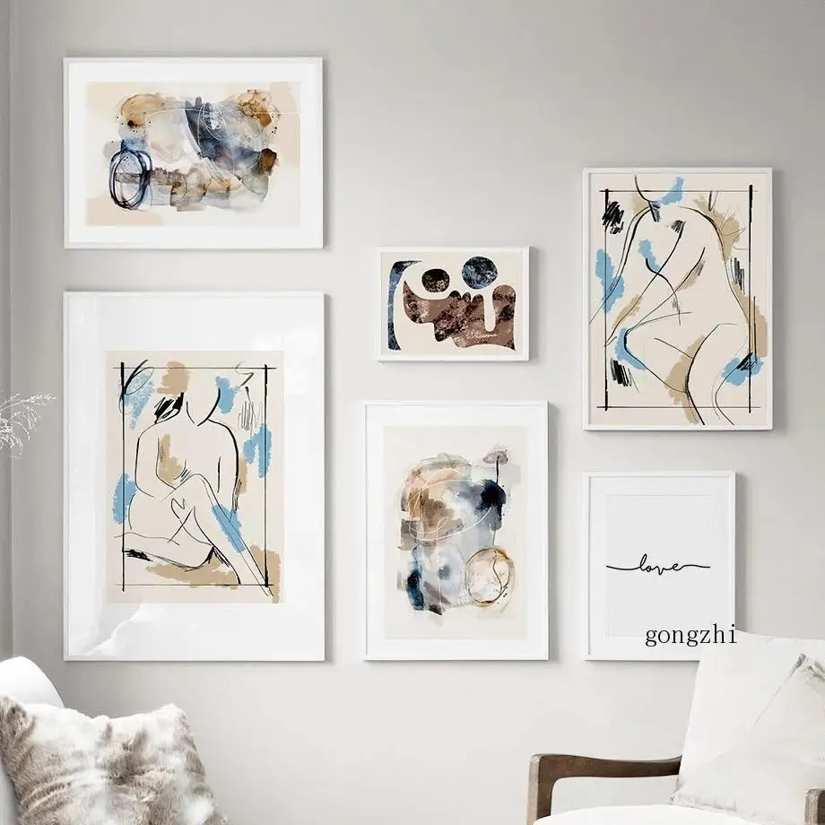 

Girl Body Abstract Line Nordic Posters Colorful Color Block Canvas Painting and Prints Wall Art Pictures for Living Room Decor