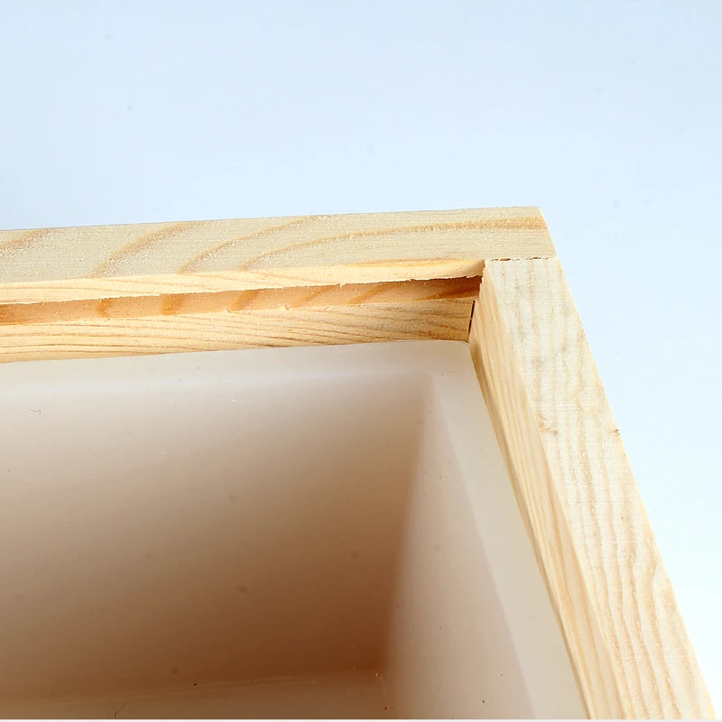 Big Size Silicone Soap Mold Rectangle Liner with Wooden Box DIY Handmade Swirl Soap Making Tool