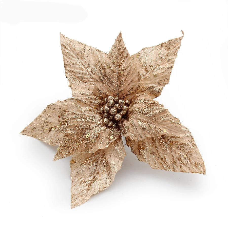 A 5 шт., искусственный цветок, треугольный лист, блестящий, Poinsettia, украшение для дома, фестивали, декор для рождественской елки, вечерние принадлежности - Цвет: A