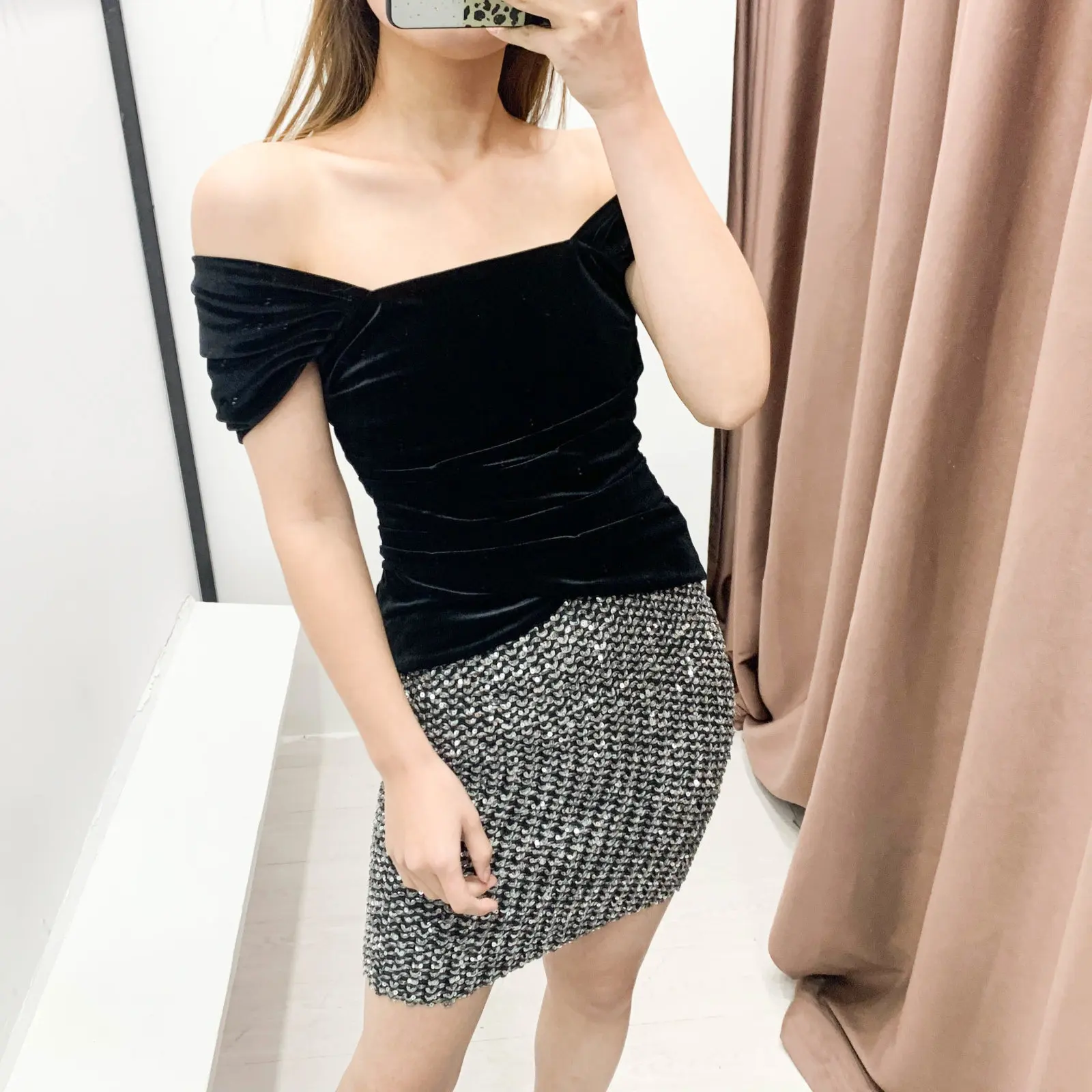 

Velvet Sexy Skirts Women 2020 Summer Off Shoulder Velvet Top Black Open Shoulder Sexy Vintage Top Bodycon Shirt Top