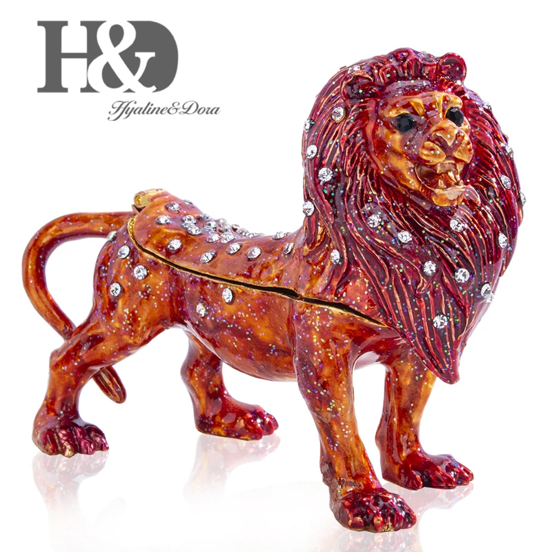 H&ampD Lion Shaped Jewelry Box Hand-painted Large Animal Figurine Alloy Metal Trinket Boxes Christmas Gift Home Decorative Ornament | Дом и