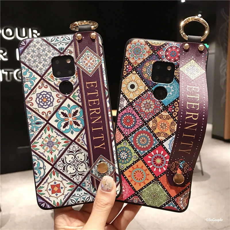 SoCouple Wrist Strap Soft TPU Phone Case For Huawei Mate 10 20 Pro P10 plus P20 Pro Lite Nova 3 3i 2s Flower Holder Case Cover (9)
