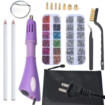 

Hotfix Applicator Tool Kit DIY Hot Fix Rhinestones 7 Tips Tweezers Wax Pencils