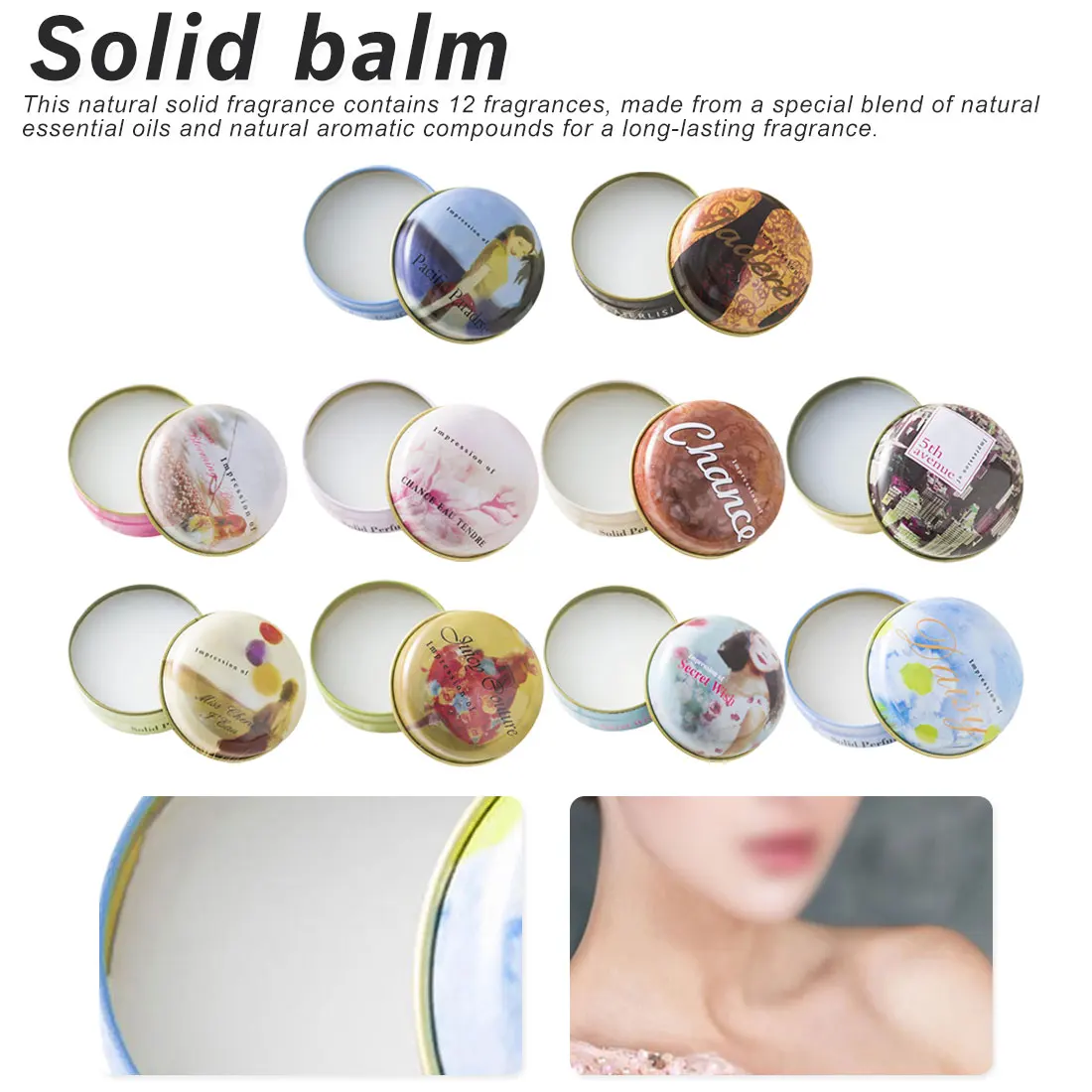 

1PCS 15g Solid Perfume for Men Women Floral Portable Round Box Solid Perfume Body Fragrance Skin Care Essential Oil