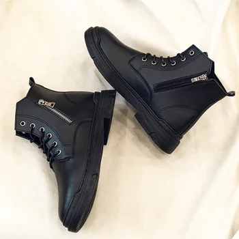 

Men's Boots 2020 New Autumn/Winter British fashion Zip-up High-top Martin waterproof overalls short men's leather boots