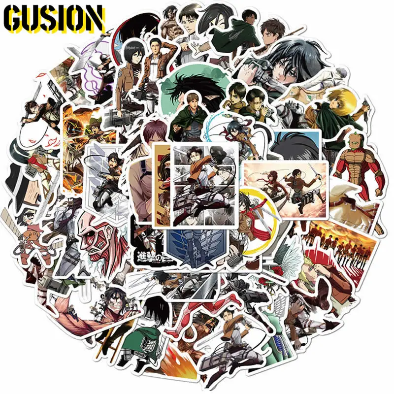 Luggage Guitar Pack Skateboard Anime Stickers Laptop Titan Attack-On Motorcycle Kids Toys
