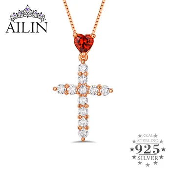 

AILIN Personalized Infinity Love Cross Necklace With Birthstone In Sterling Silver In Rose Gold Color