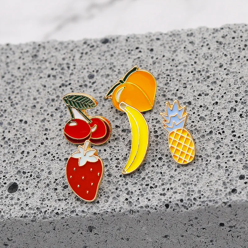 Мультяшная брошь в виде фрукта клубника оранжевый банан яблоко ананас фрукты
