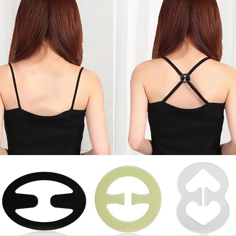 9Pcs Back Strap Holder Bra Clips Women Bra Buckle Clips Adjust Racer Back Strap Converter Concealer Black/Clear Color