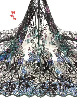 

African lace fabric 2020 high quality lace Nigeria gauze mesh lace fabric, suitable for French sequin wedding dress D4142