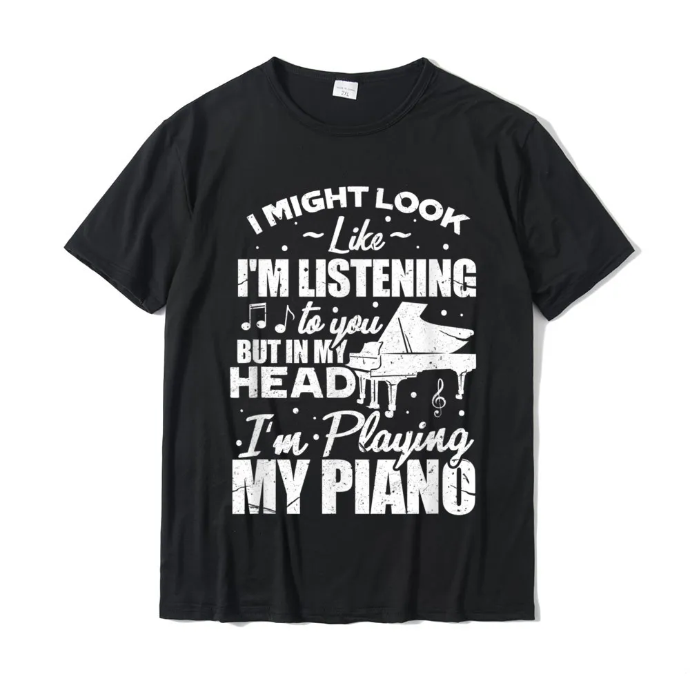 Casual T-Shirt Short Sleeve Casual Oversized Men Fall T Shirt Casual Tee-Shirts Round Collar Pure Cotton Drop Shipping Keyboard Pianist Funny Musician Piano Music T-Shirt__17761 black