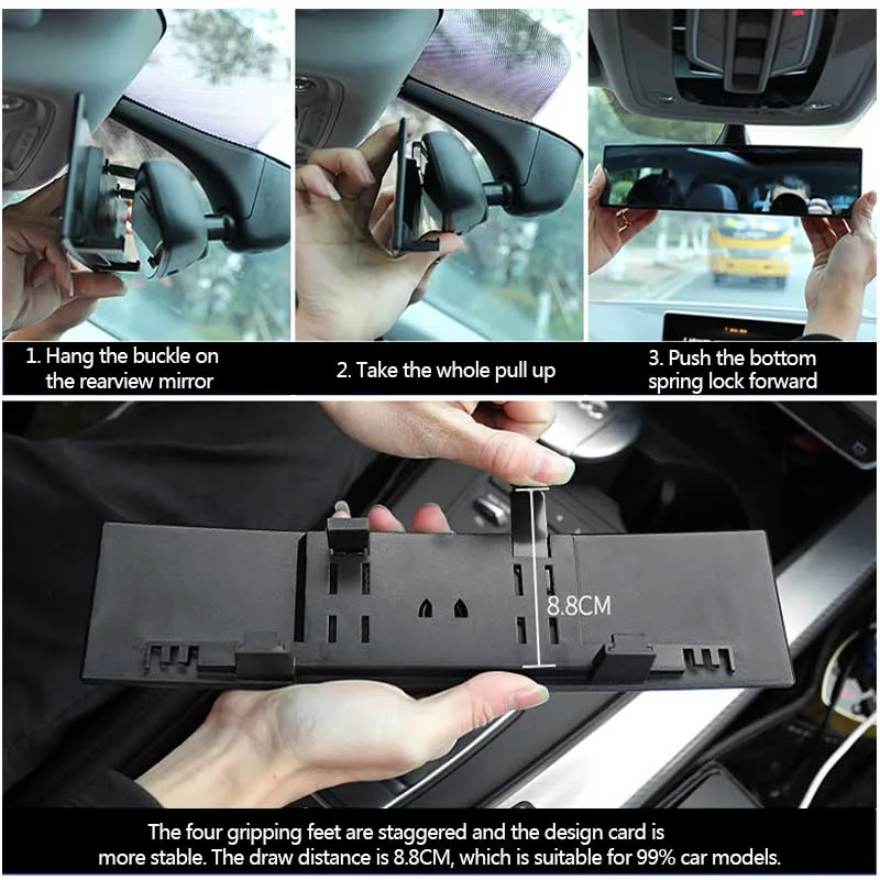 Wide Angle Car Rear View Mirror Glass ABS Universal