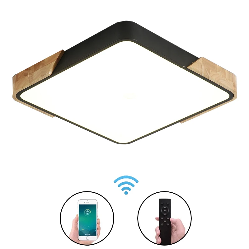 Nordic Modern Simple Wood Ceiling Lamp Ultra Thin 5cm Square Led