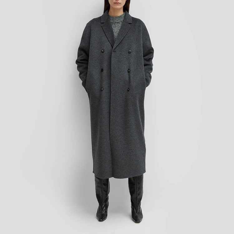 Picos coat Dark Grey Wool Blend Long Trench Coat Lapel Collar Double  Breasted Long Sleeves Slits Cuffs Pockets Fashion overcoat|Wool & Blends| -  AliExpress