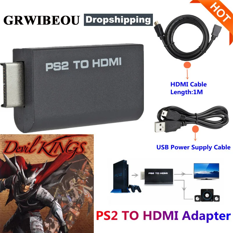 Горячая Распродажа PS2-HDMI 480i/480p/576i аудио-видео преобразователь с выходом 3 5 мм
