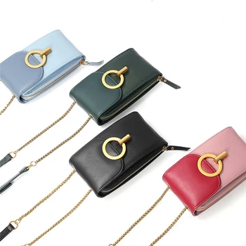 

Women Mini Messenger Bag Cross Body Bag Long Strap Cow Leather Small Female Shoulder Handbags Female Clutch Phone Cash Card Bag