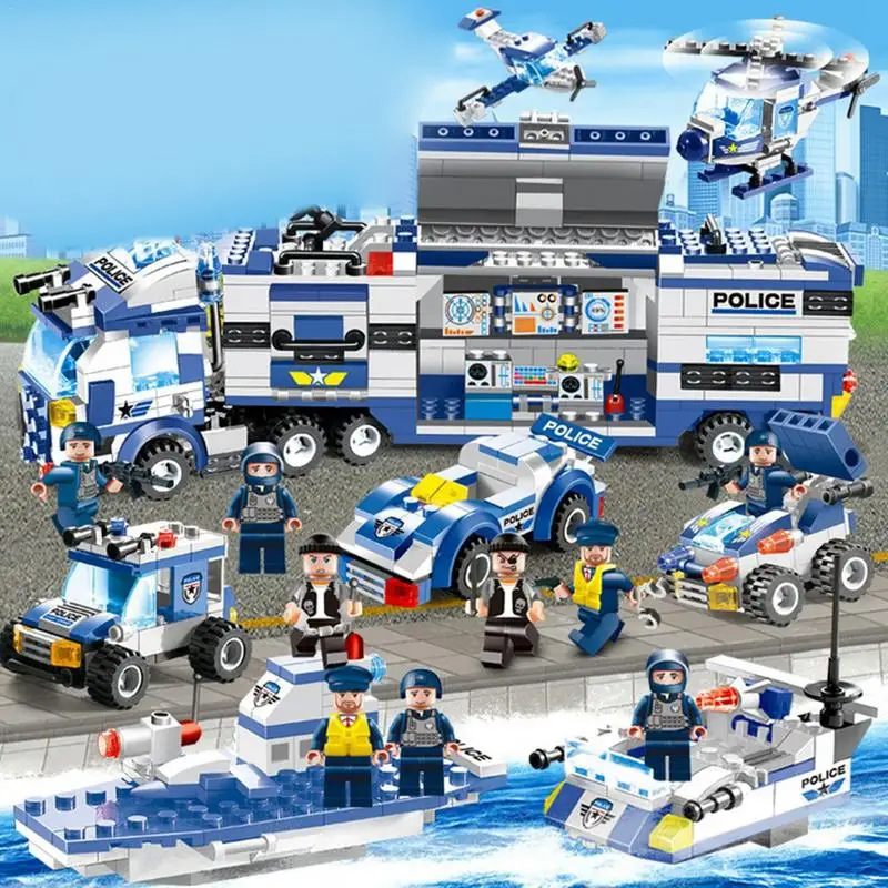 

Police Station Children Assembling Deformation Building Blocks Toys Compatible Legoinglys City Police Command