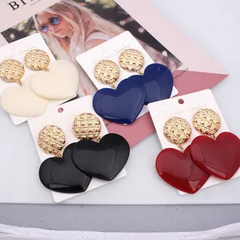 

Pendientes Earing Gold Color Big Heart Drop Earrings for Women Brincos Vintage Silver Earings 2020 Irregular Korean Jewelry Girl
