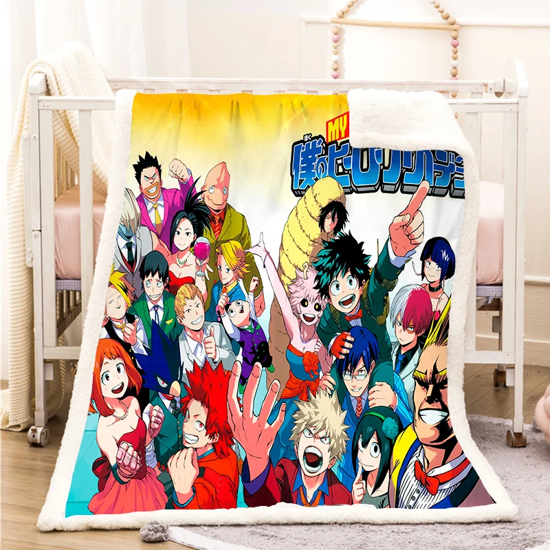 

My Hero Academia Fleece Blanket Plush 3d Printed for Adults Sofa Sherpa Fleece Bedspread Wrap Throw Blanket style-2
