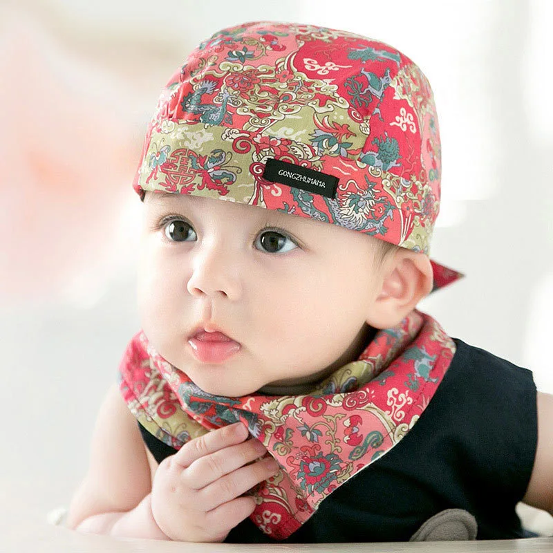 2Pcs/Set Cotton Baby Turban Beanie Printing Warm Caps Soft Hat For Newborn Girls Boys Elastic Toddler Infant Spring Headwear New - Цвет: 1