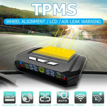 

Solar LCD Display Car TPMS Auto Tyre Tire Pressure Monitoring System Tyre Alarm with 4 Sensors