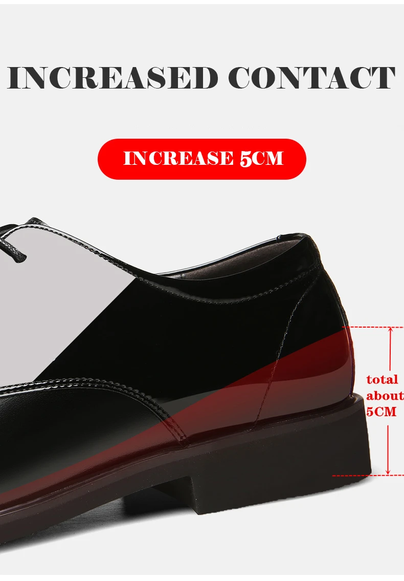 Misalwa/Мужские модельные туфли из искусственной кожи с остеклением классические туфли в стиле дерби с острым носком обувь, увеличивающая рост на 5 см размеры 37-46